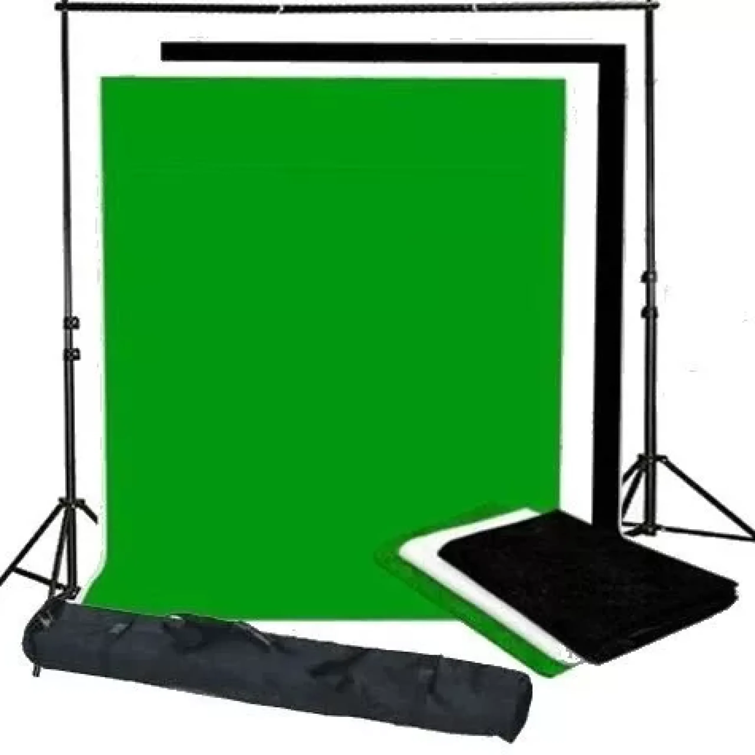 BR-BGS2 Set21 - Hintergrundsystem inklusive Fotohintergründe Greenscreen/ Schwarz/ Weiß>Bresser Outlet