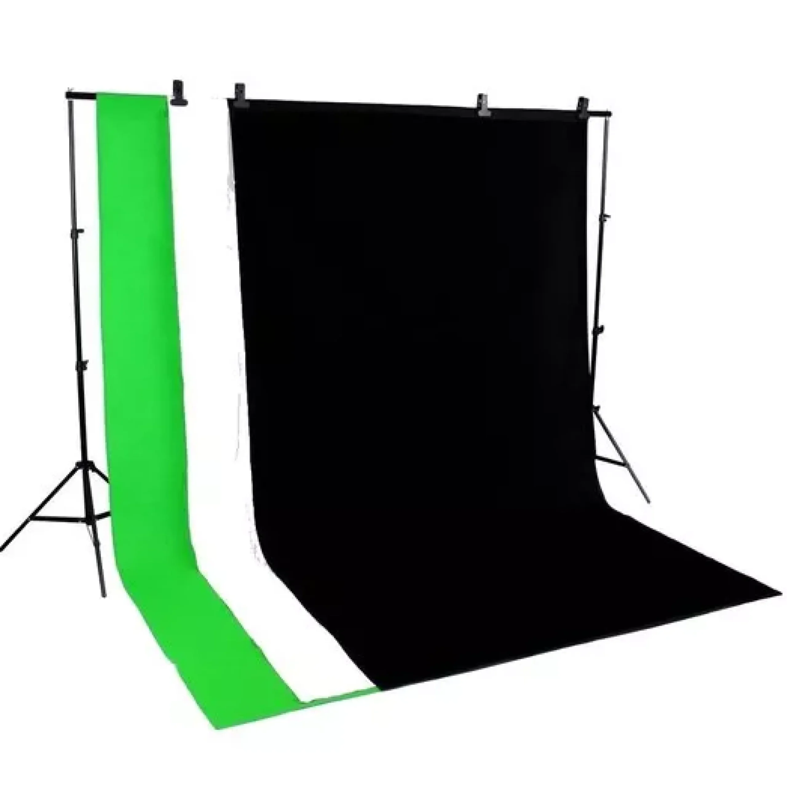 BR-BGS2 Set21 - Hintergrundsystem inklusive Fotohintergründe Greenscreen/ Schwarz/ Weiß>Bresser Outlet