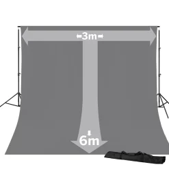 BR-D23 Hintergrundsystem + Hintergrundstoff 3 x 6m Grau><noscript><img width=