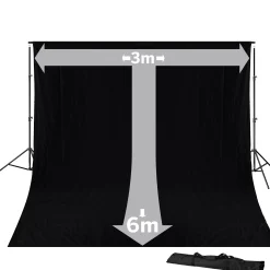 BR-D23 Hintergrundsystem + Hintergrundstoff 3 x 6m Schwarz>Bresser New