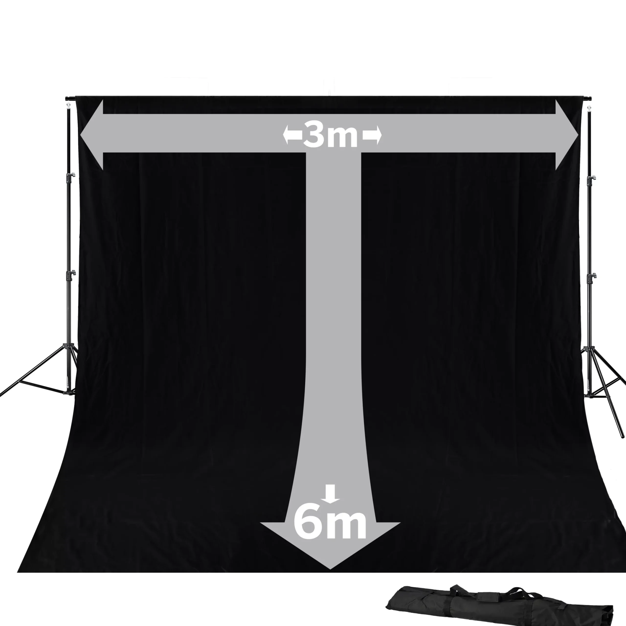 BR-D23 Hintergrundsystem + Hintergrundstoff 3 x 6m Schwarz>Bresser New