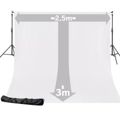 BR-D24 Hintergrundsystem + Hintergrundstoff 2,5 x 3m Weiß>Bresser Best