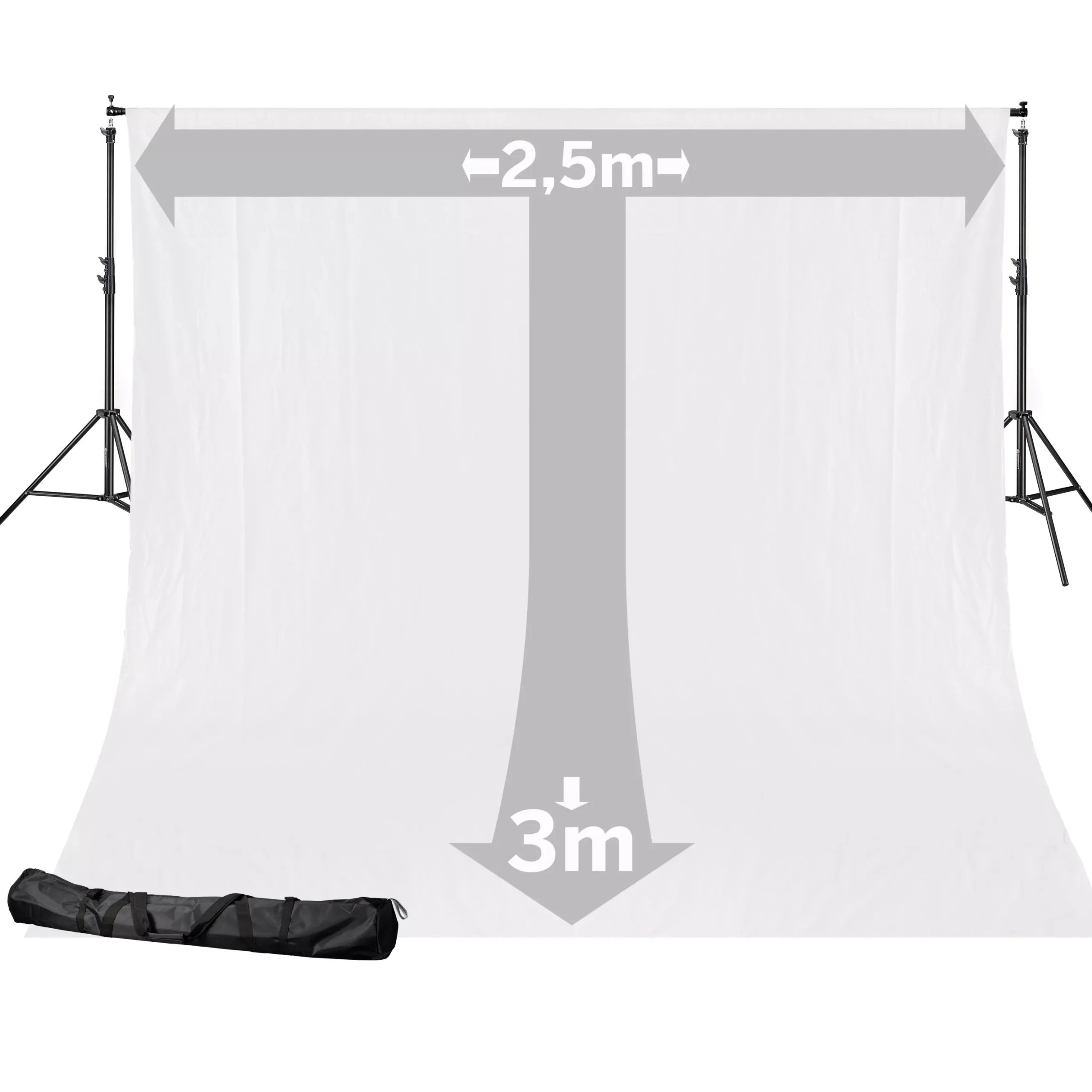 BR-D24 Hintergrundsystem + Hintergrundstoff 2,5 x 3m Weiß>Bresser Best