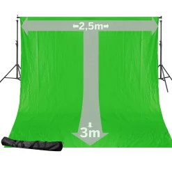 BR-D24 Hintergrundsystem + Greenscreen/ Chromakey Grün Hintergrundstoff 2,5 x 3m>Bresser Clearance