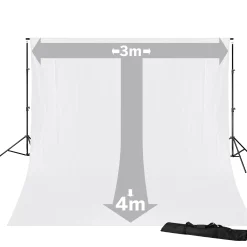 BR-D23 Hintergrundsystem + Hintergrundstoff 3 x 4m Weiß>Bresser Flash Sale