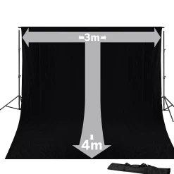 BR-D23 Hintergrundsystem + Hintergrundtstoff 3 x 4m Schwarz>Bresser Clearance