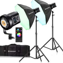 BR-135RGB COB LED Light Duo Kit mit Softbox>Bresser Store