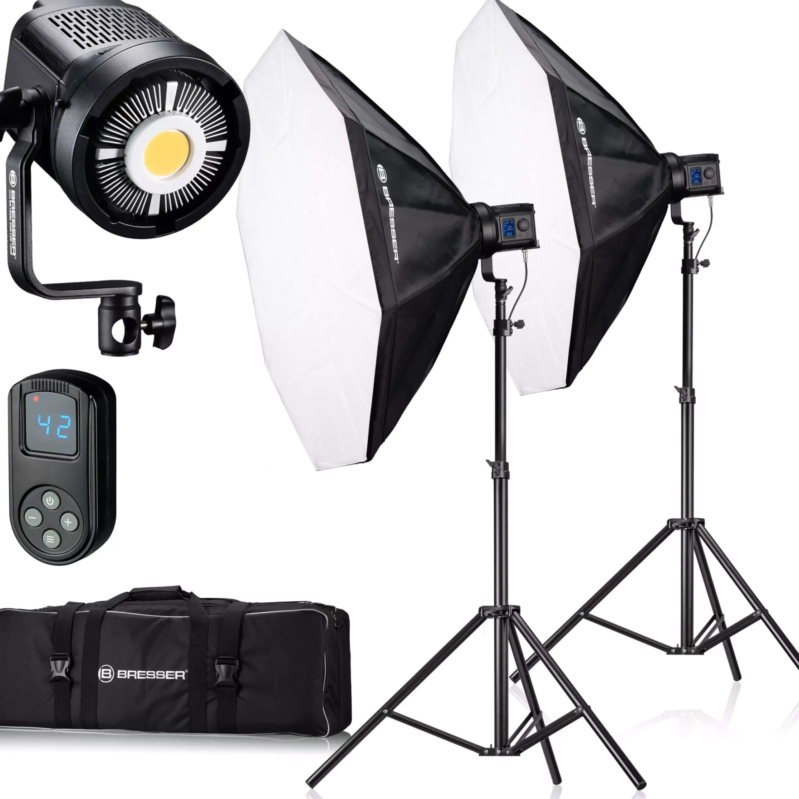 BR-120SL COB LED 120W Dual Kit mit Softboxen>Bresser Outlet