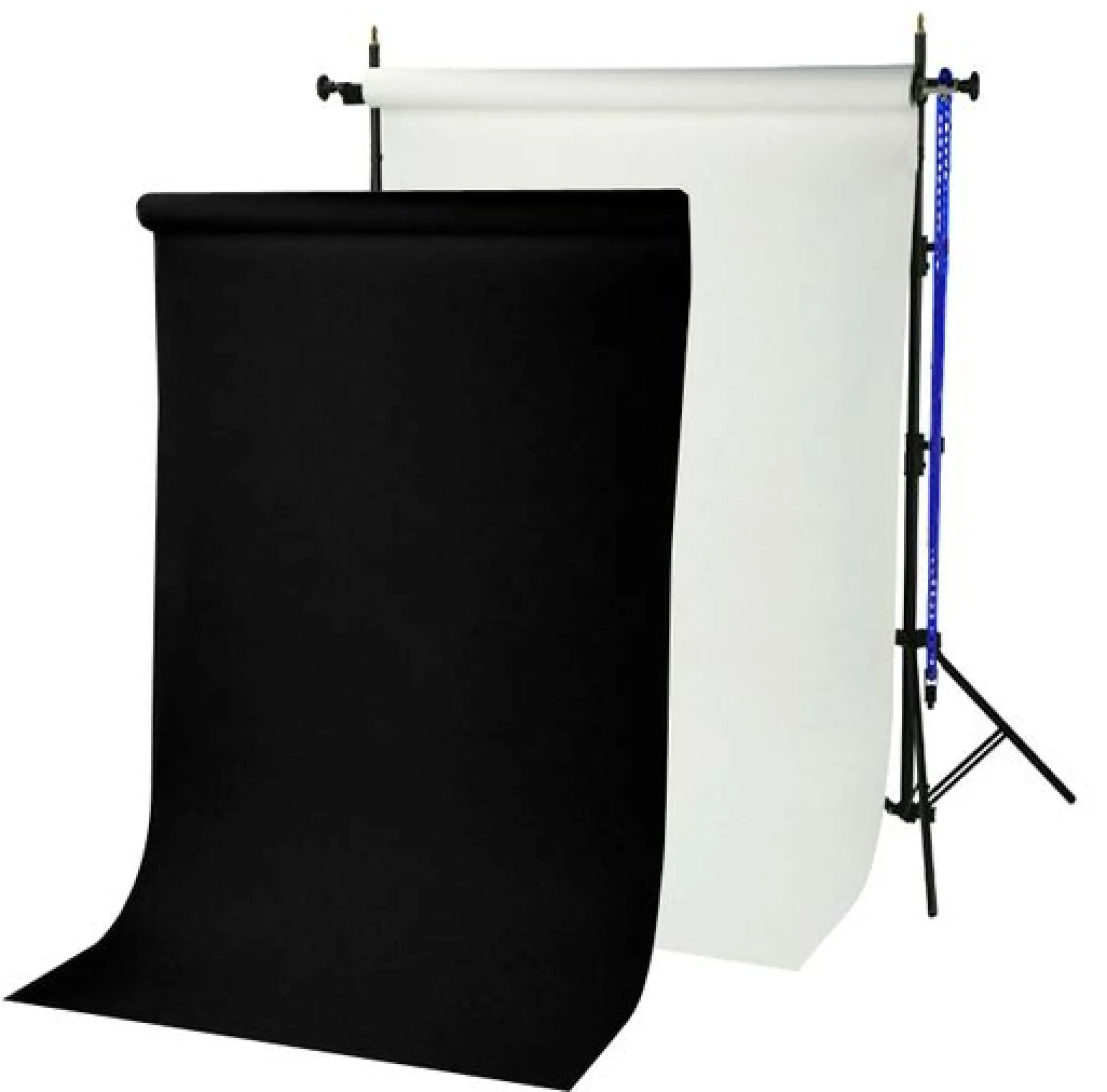 BR-TP240 Hintergrundsystem 240 cm hoch + 2 Papierrollen (1,35 x 11 m) arktisch weiß und schwarz>Bresser Best