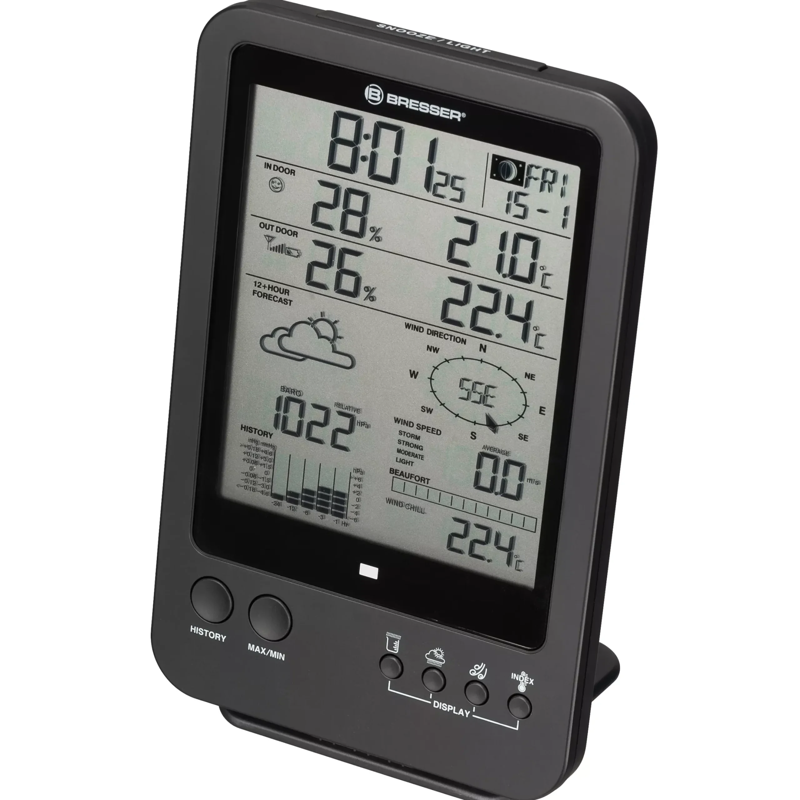 5-in-1-Wetterstation, schwarz>Bresser Discount
