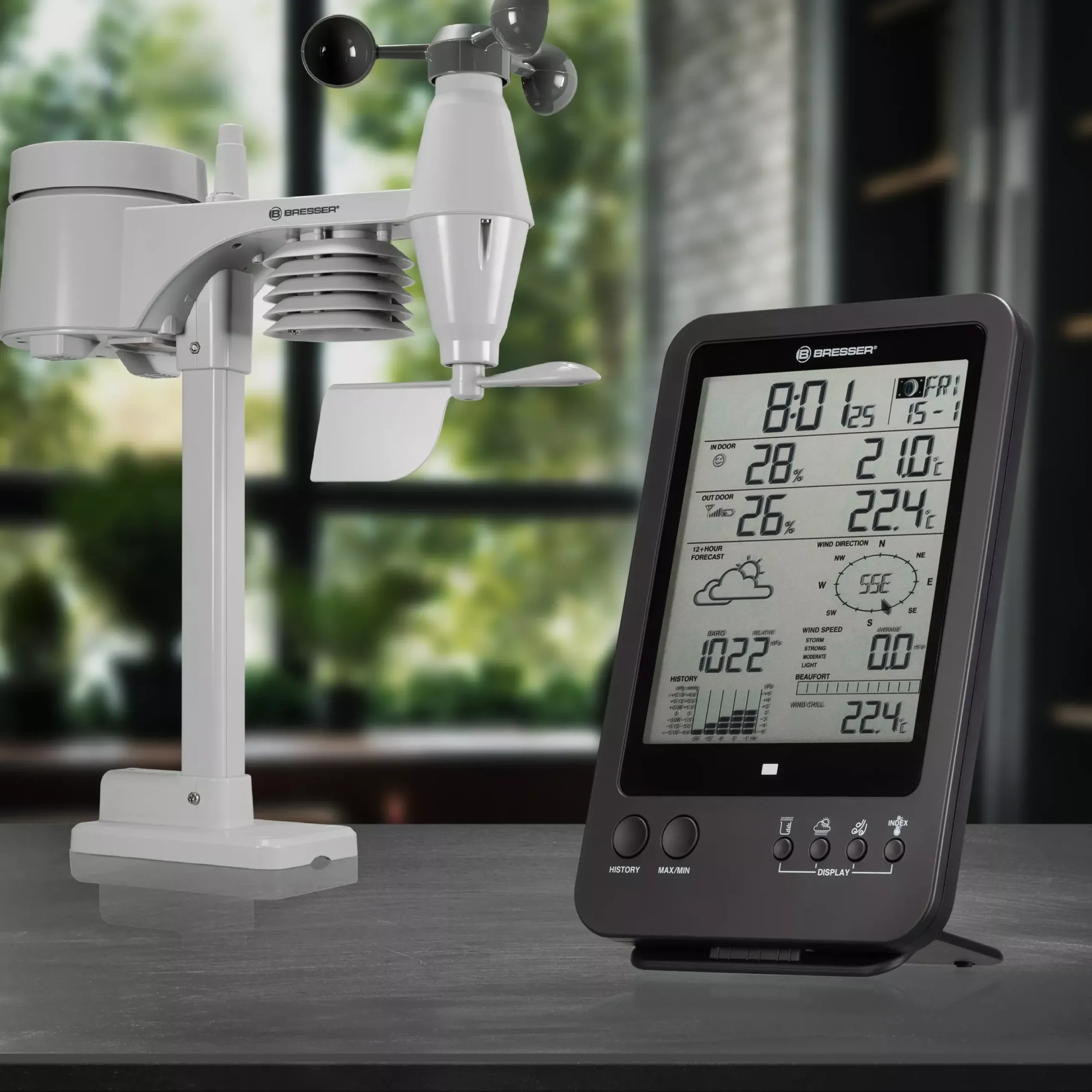 5-in-1-Wetterstation, schwarz>Bresser Discount