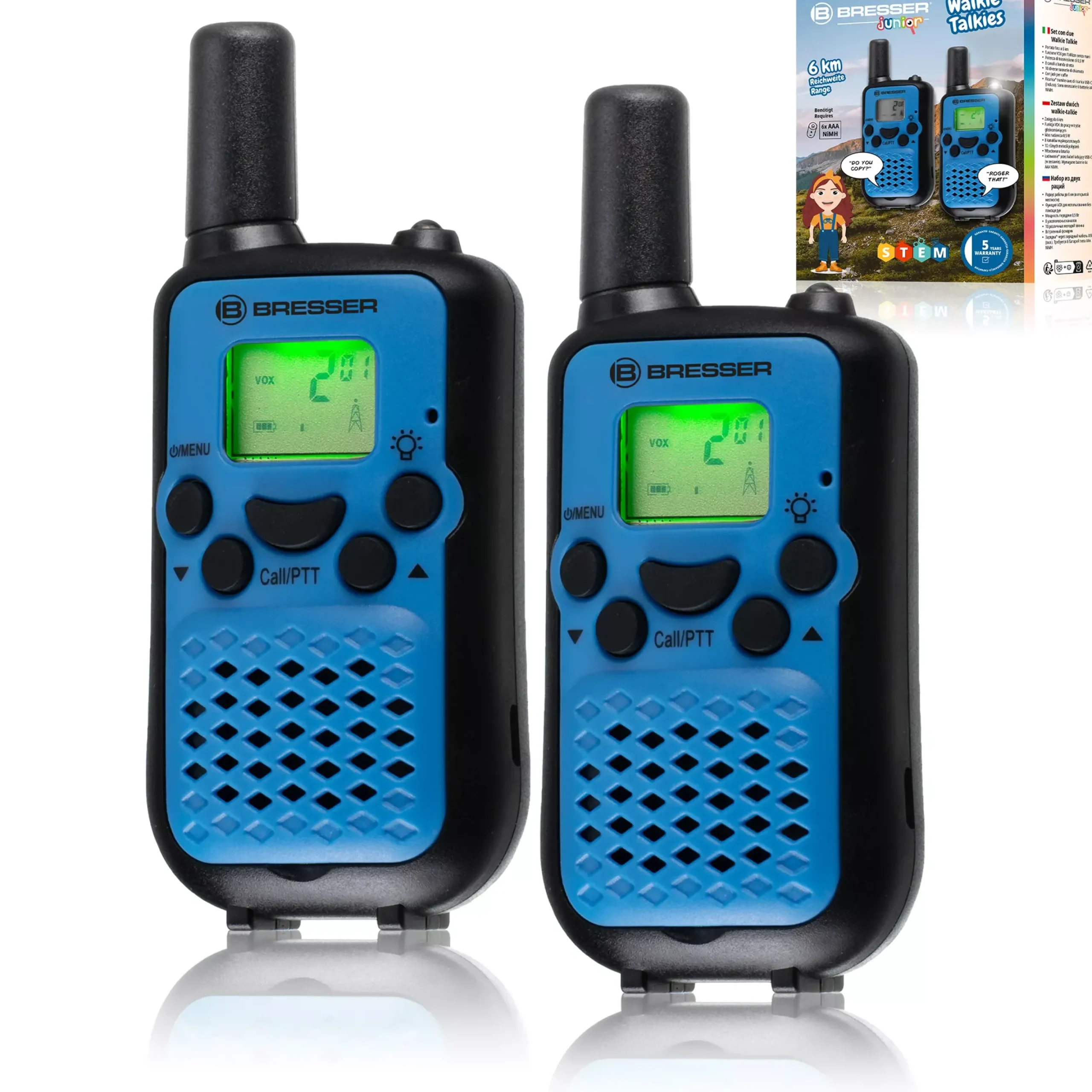 JUNIOR Walkie Talkie 2er-Set mit hoher Reichweite bis zu 6 km und Frei-Hand-Funktion>Bresser Sale
