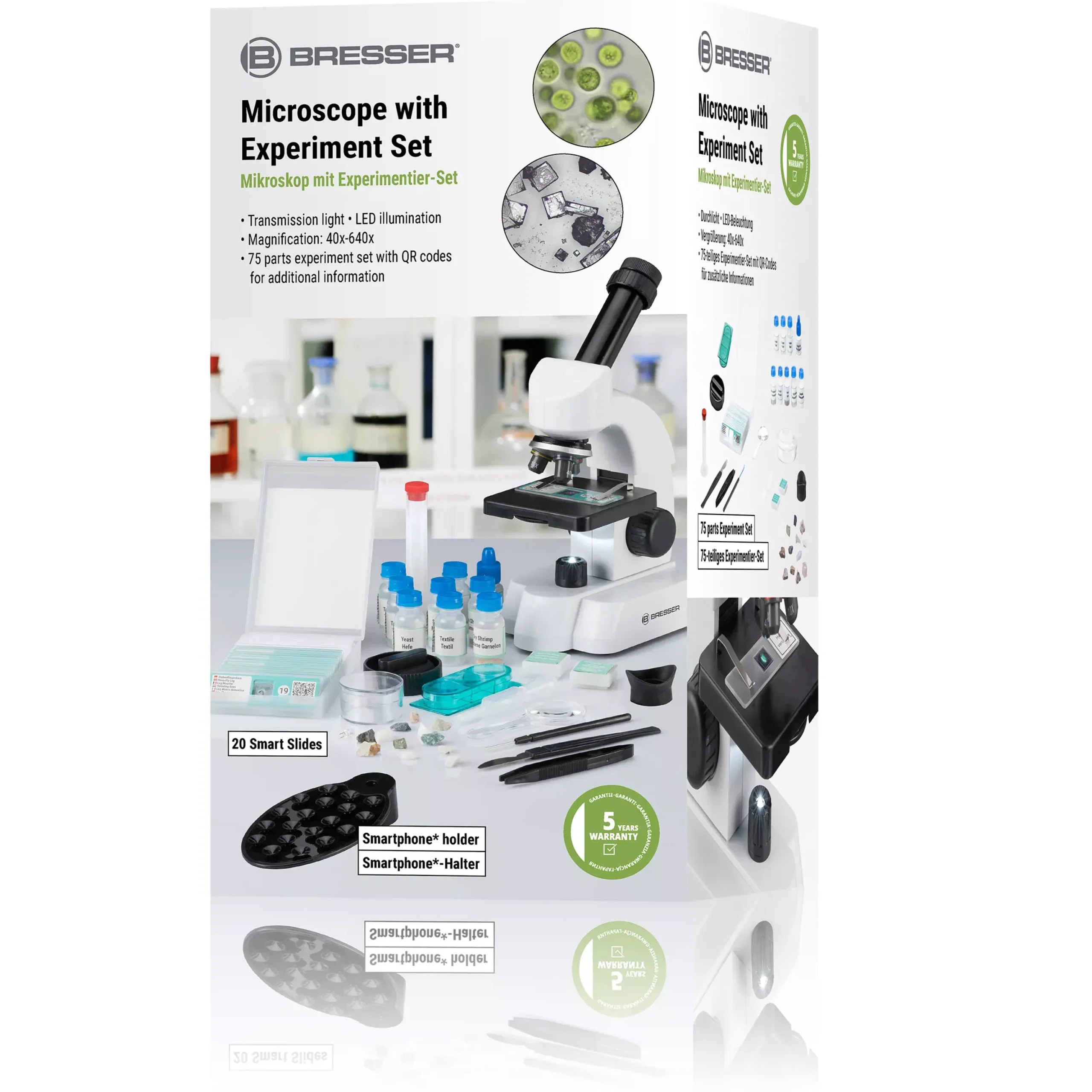 JUNIOR 40-640x Mikroskop mit smartem Experimentier-Set mit QR-Code für Zusatzinfos>Bresser New