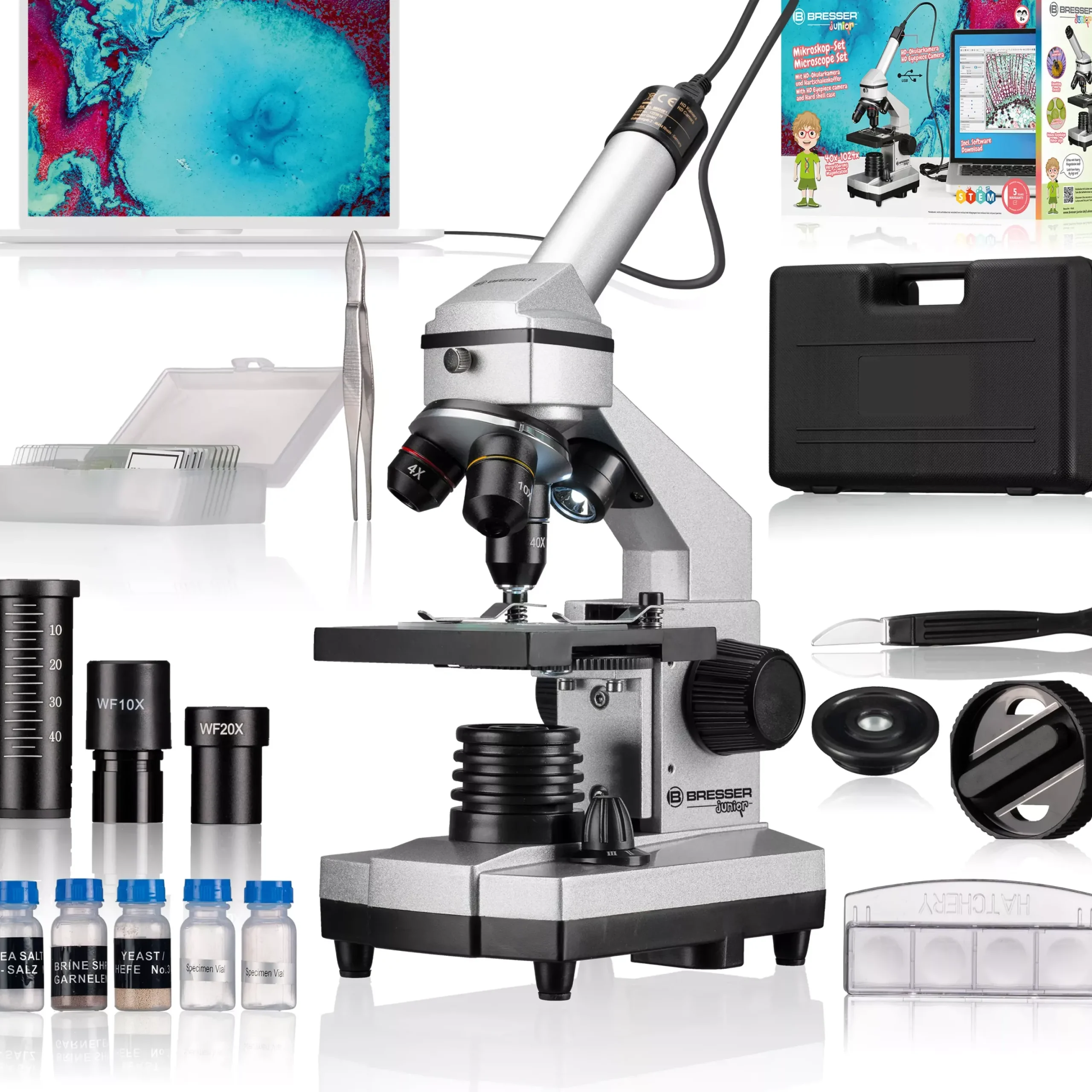 JUNIOR 40x-1024x Mikroskop Set mit Hartschalenkoffer>Bresser Best Sale