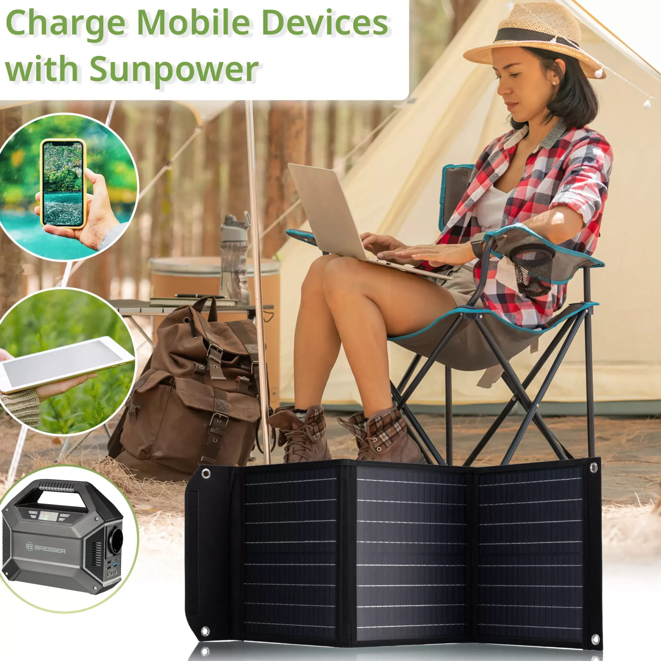Mobiles Solar-Ladegerät 40 Watt mit USB- u. DC-Anschluss>Bresser Best Sale