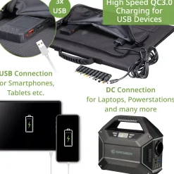 Mobiles Solar-Ladegerät 60 Watt mit USB- u. DC-Anschluss><noscript><img width=