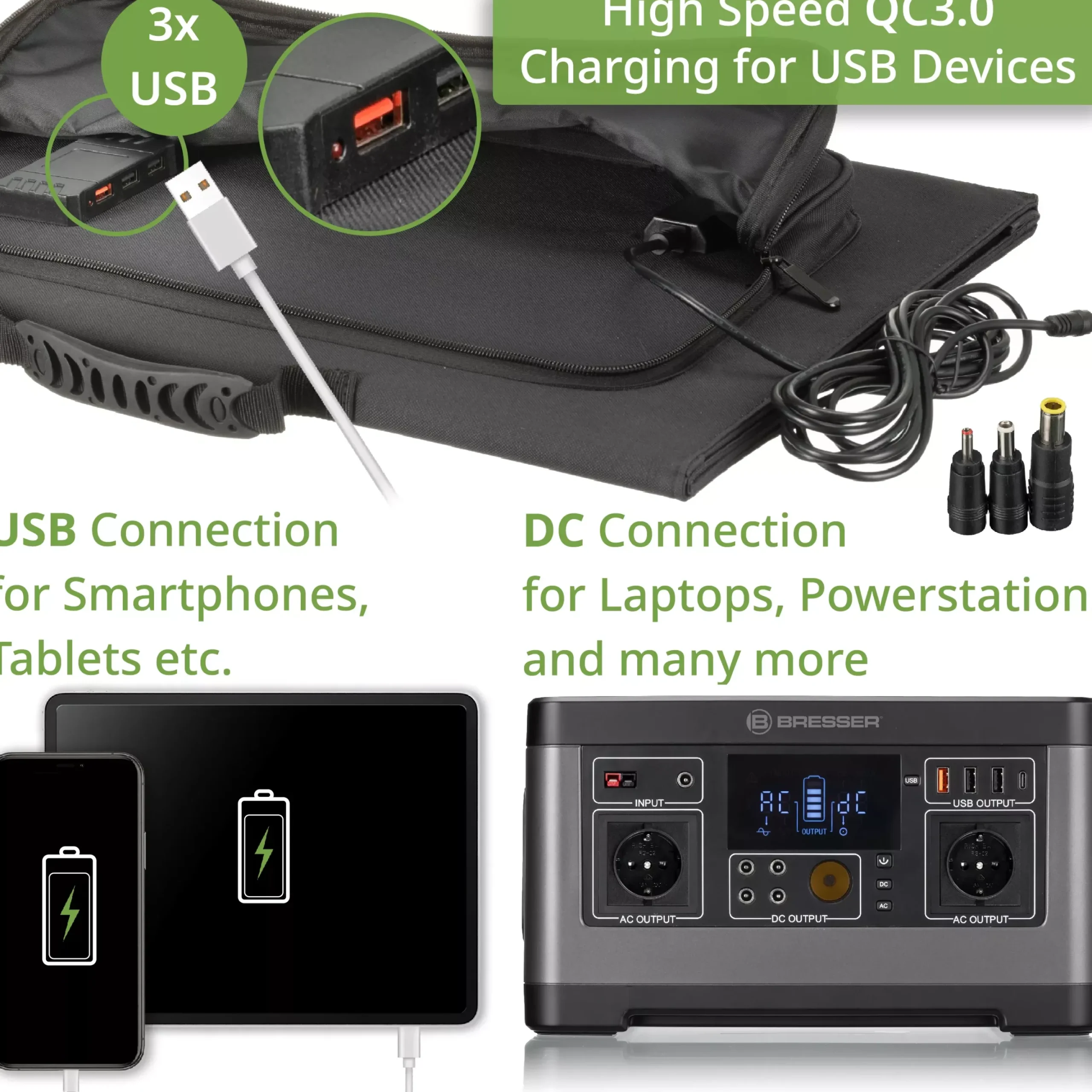 Mobiles Solar-Ladegerät 90 Watt mit USB- u. DC-Anschluss>Bresser Sale