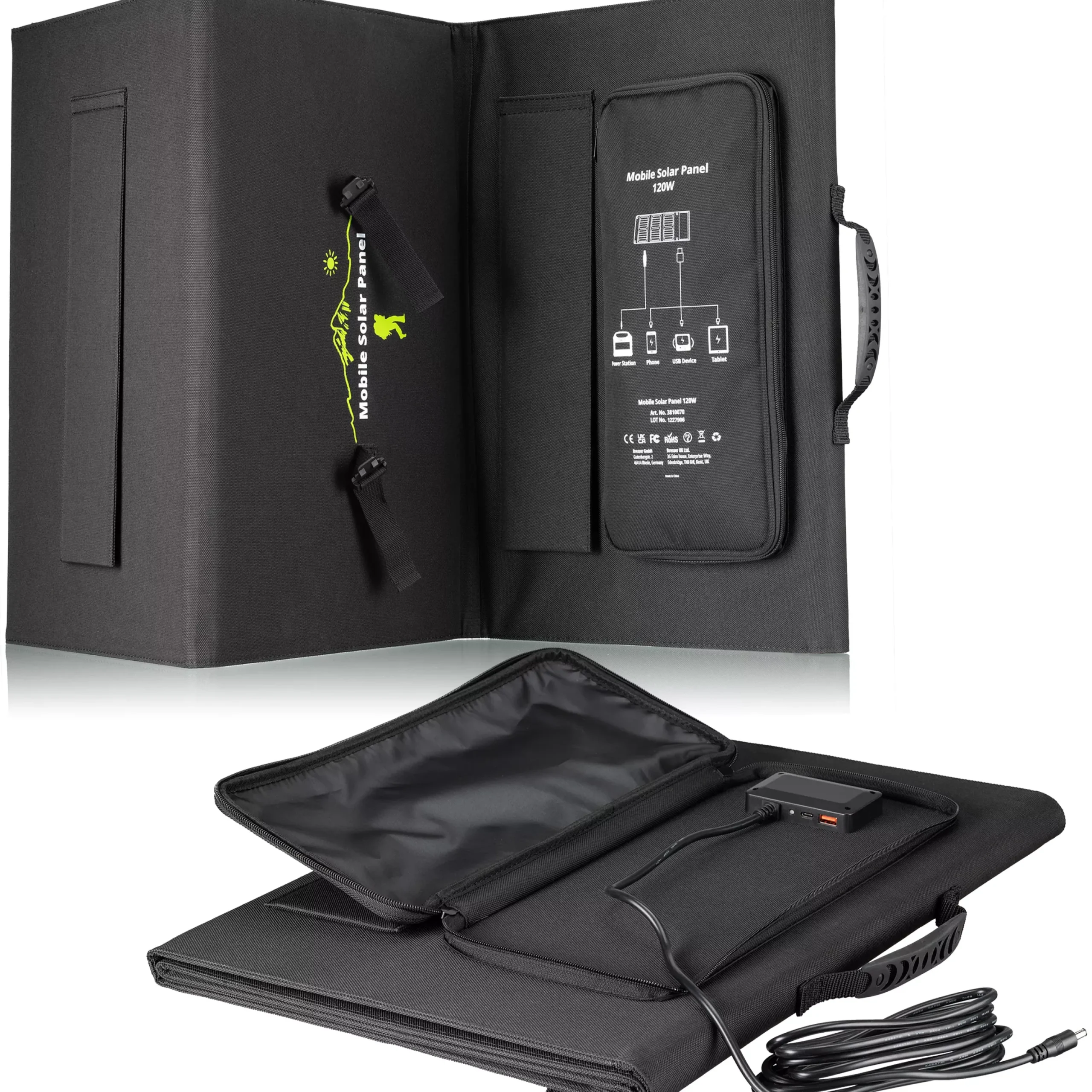 Mobiles Solar-Ladegerät 120 Watt mit USB- u. DC-Anschluss>Bresser Discount