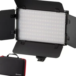 PT Pro 15B-II Bi-Color LED Videoleuchte mit Lichtklappen, Akku und Tasche>Bresser Shop