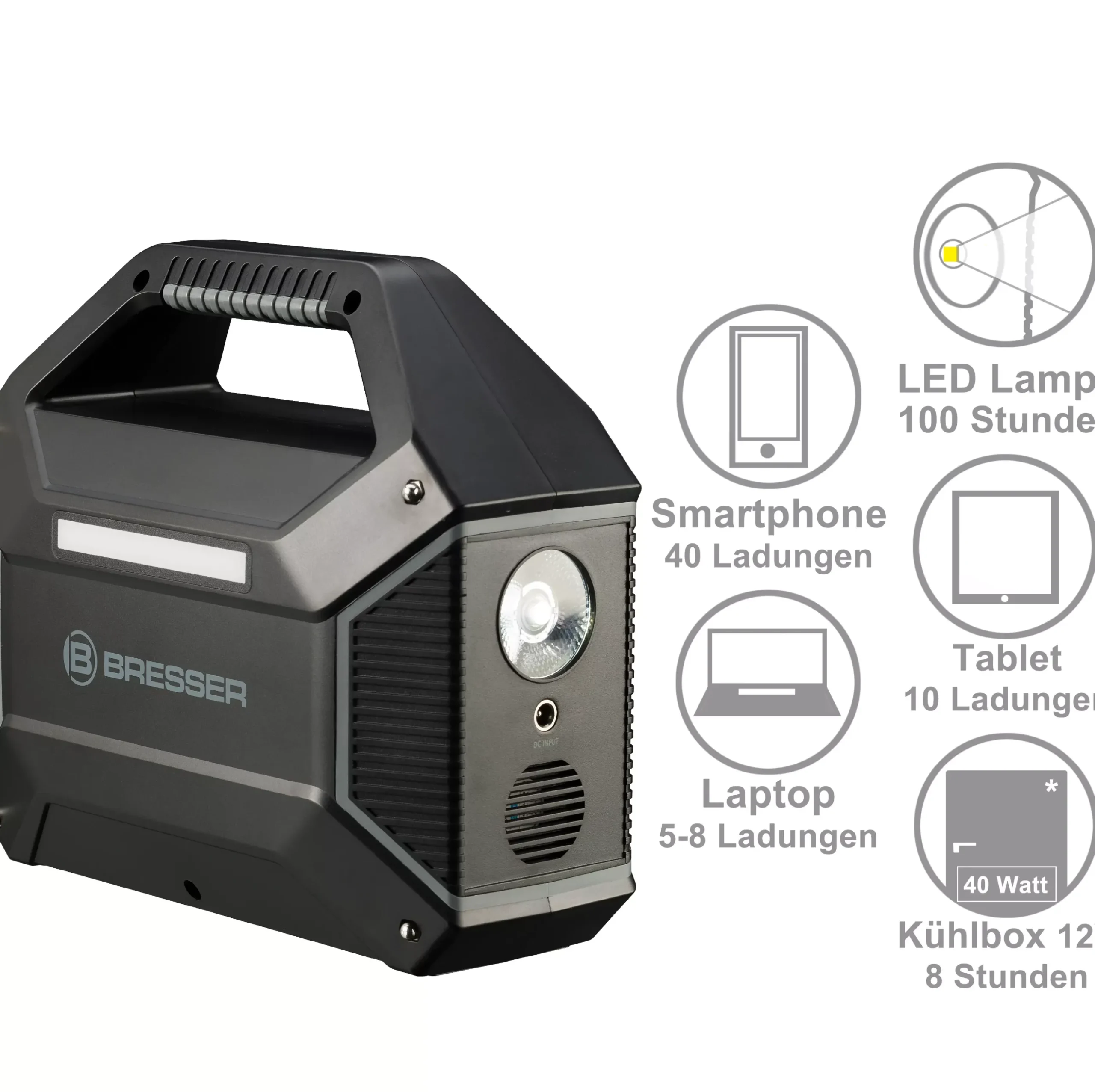 Set Mobile Power-Station 100 W + Solar-Panel 40 W>Bresser Shop