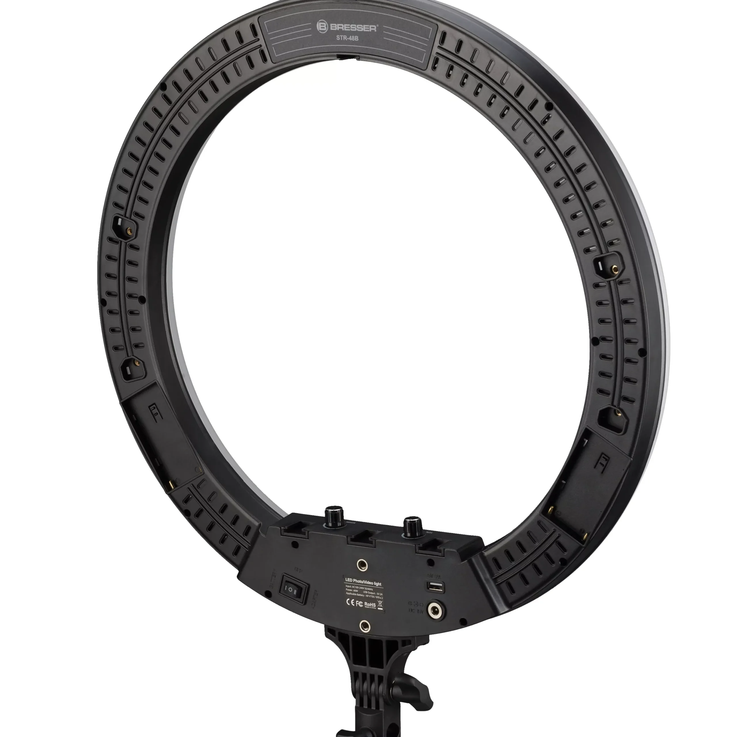 STR-48B Bi-Color LED Ringleuchte 48W dimmbar mit Kamera- und Smartphonehalter>Bresser Cheap