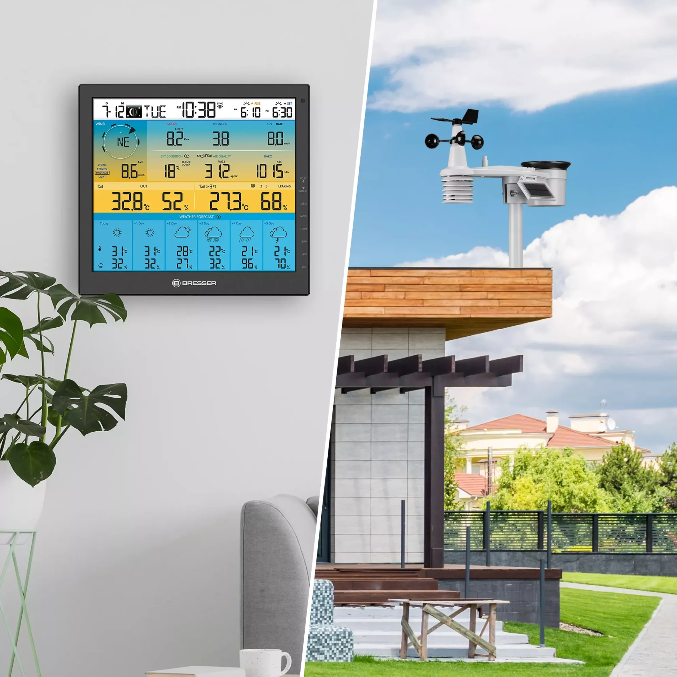 6-Tage 4CAST PRO SF WLAN-Wetterstation 7-in-1 solar>Bresser New