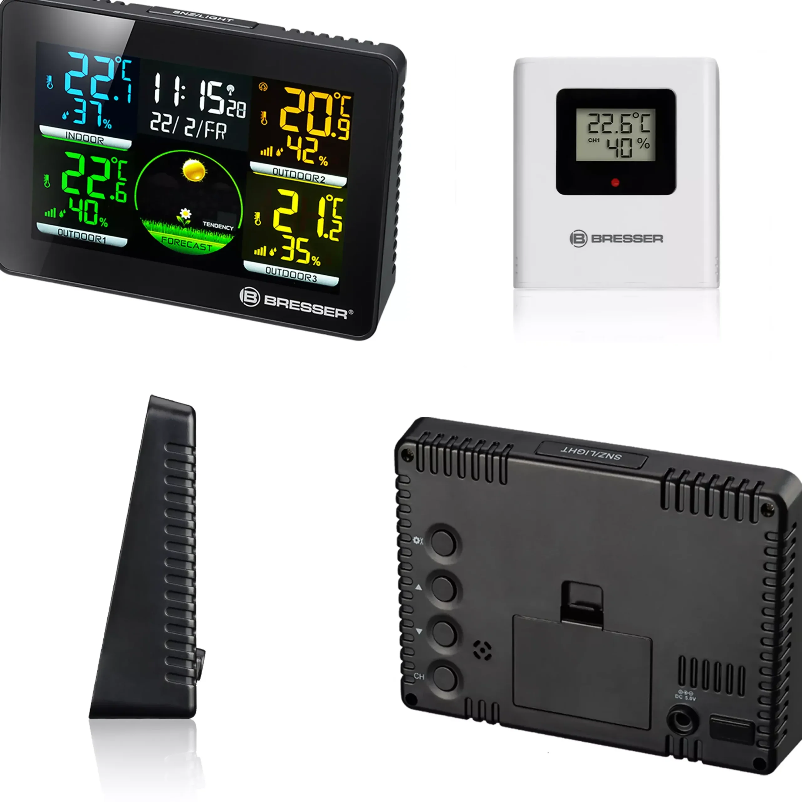 Thermo Hygro Quadro NLX - Thermo-Hygrometer mit 3 Außensensoren>Bresser Online