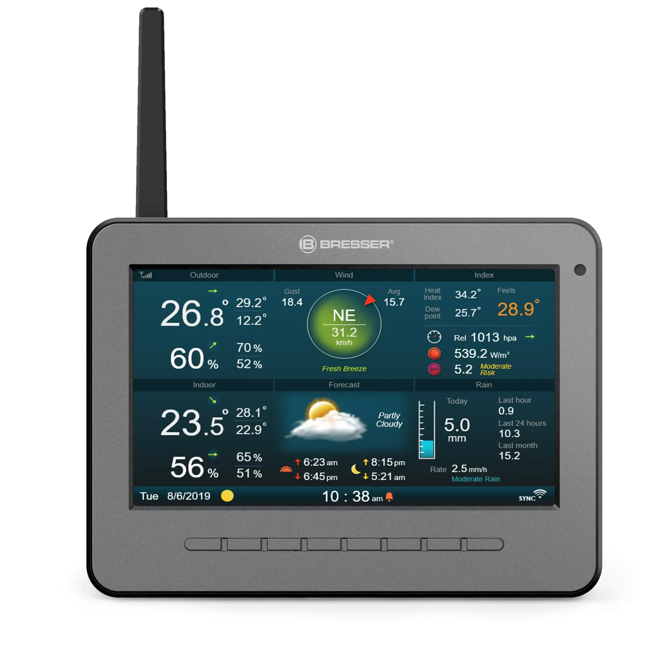 WLAN HD TFT 7-in-1-Profi-Wetterstation mit verschiedenen Anzeige-Modi>Bresser Outlet