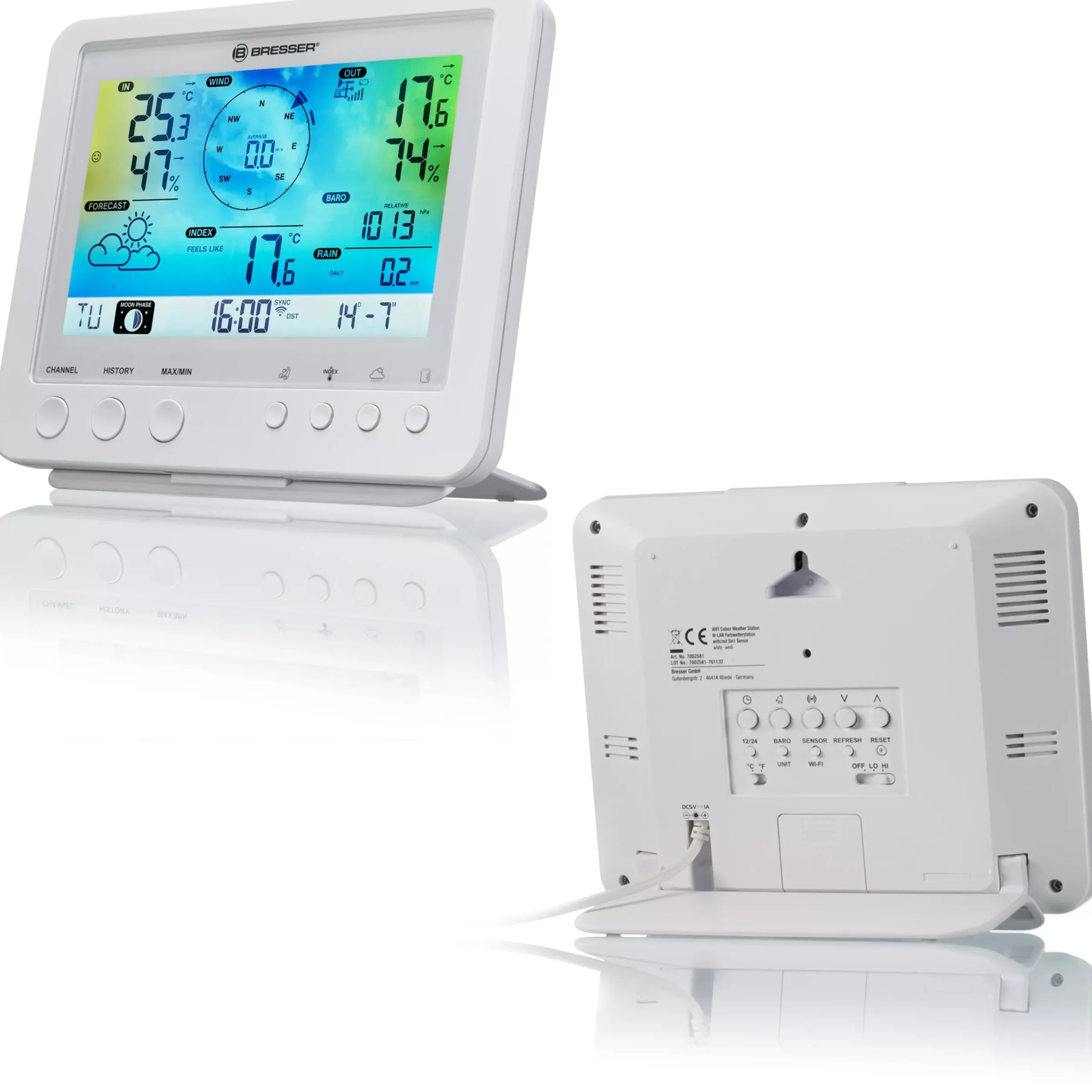 WLAN-Farbwetterstation mit 5-in-1-Profi-Sensor weiß>Bresser Cheap