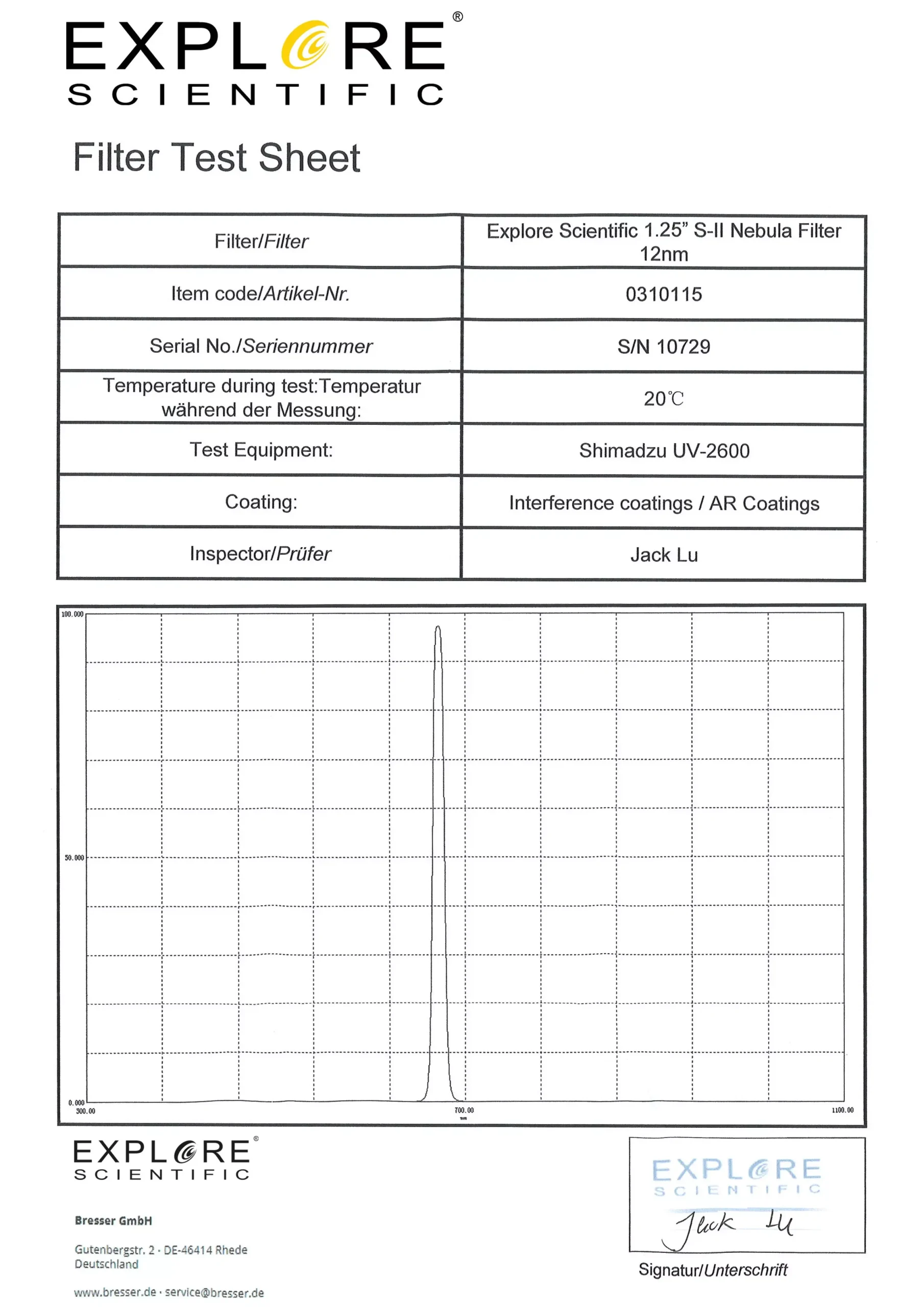 EXPLORE SCIENTIFIC 1,25" S-II Nebelfilter 12nm>Bresser Flash Sale