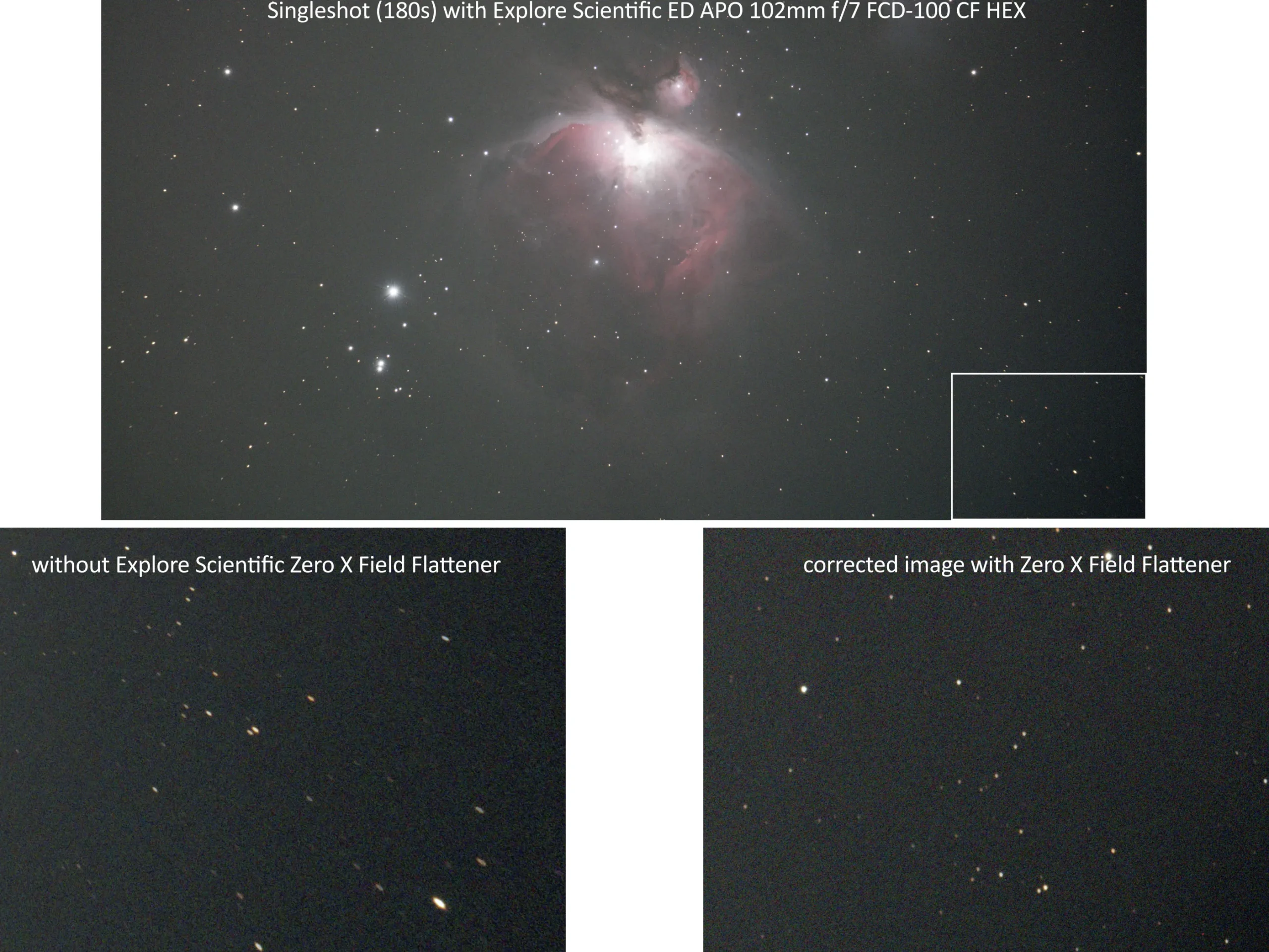 EXPLORE SCIENTIFIC Zero X Bildfeldebner 2''/M48 für ED80, ED102 u. ED127 APO>Bresser Store
