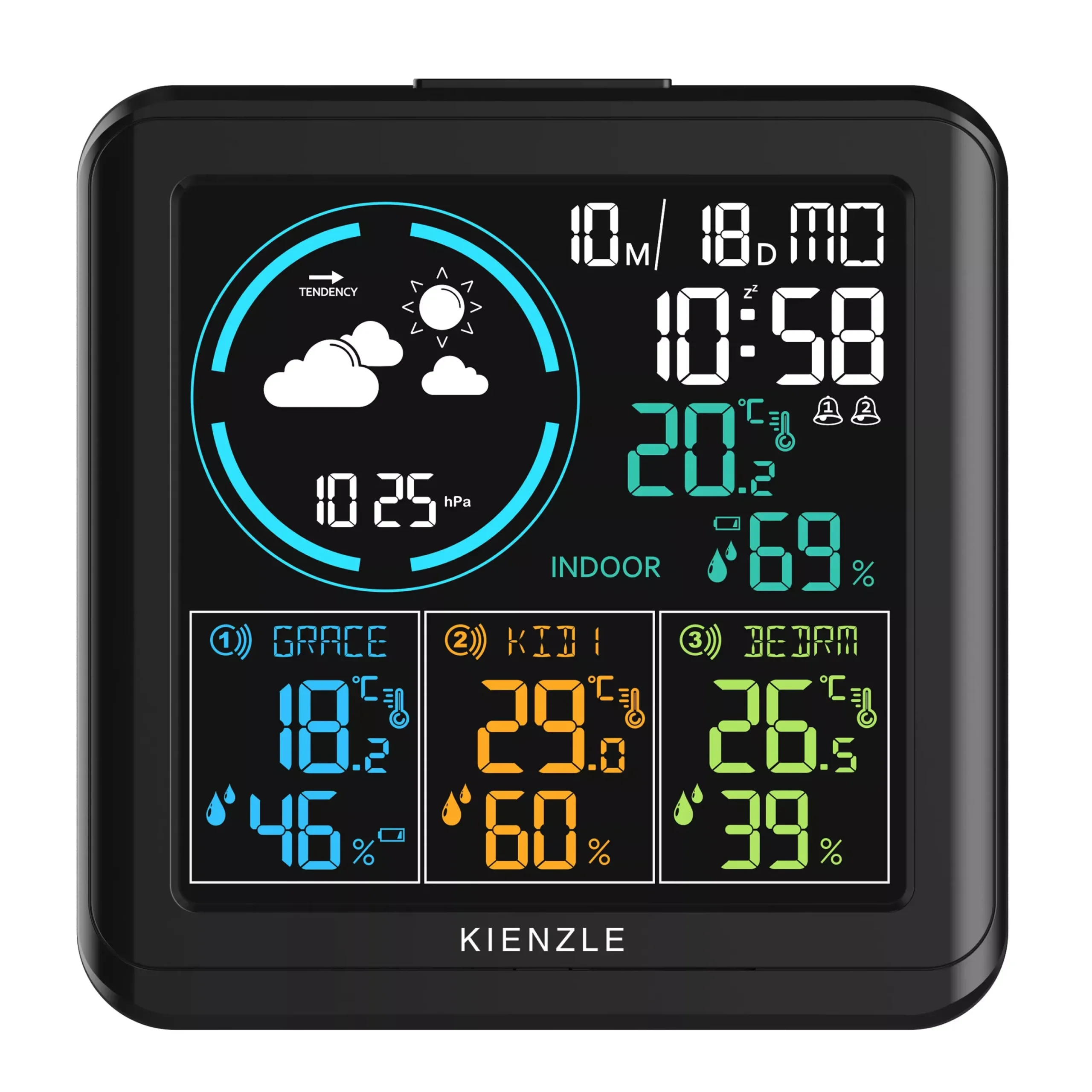 KIENZLE Funk-Wetterstation mit 3 Außensensoren>Bresser Sale