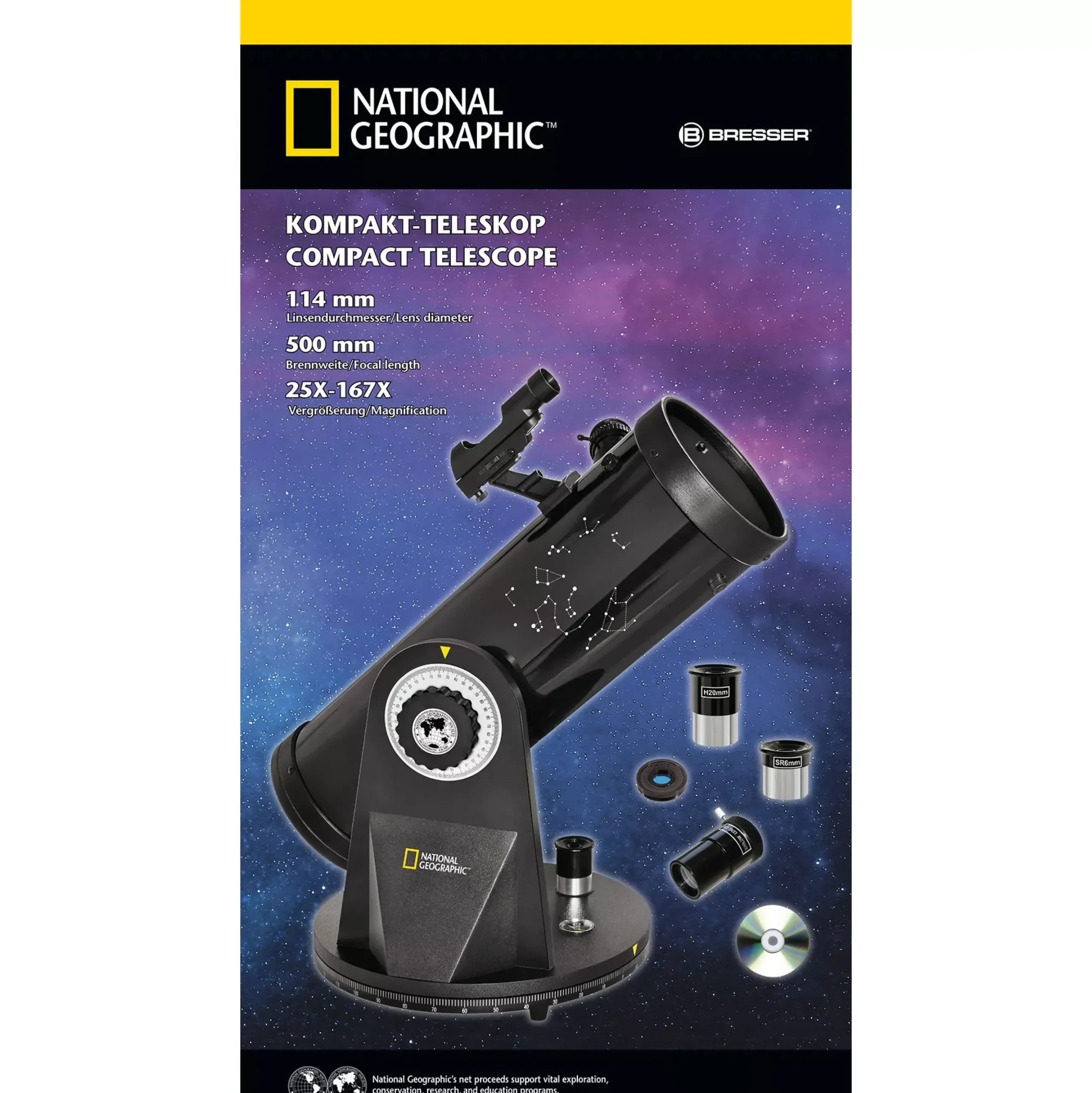 NATIONAL GEOGRAPHIC 114/500 Kompakt Teleskop>Bresser Fashion