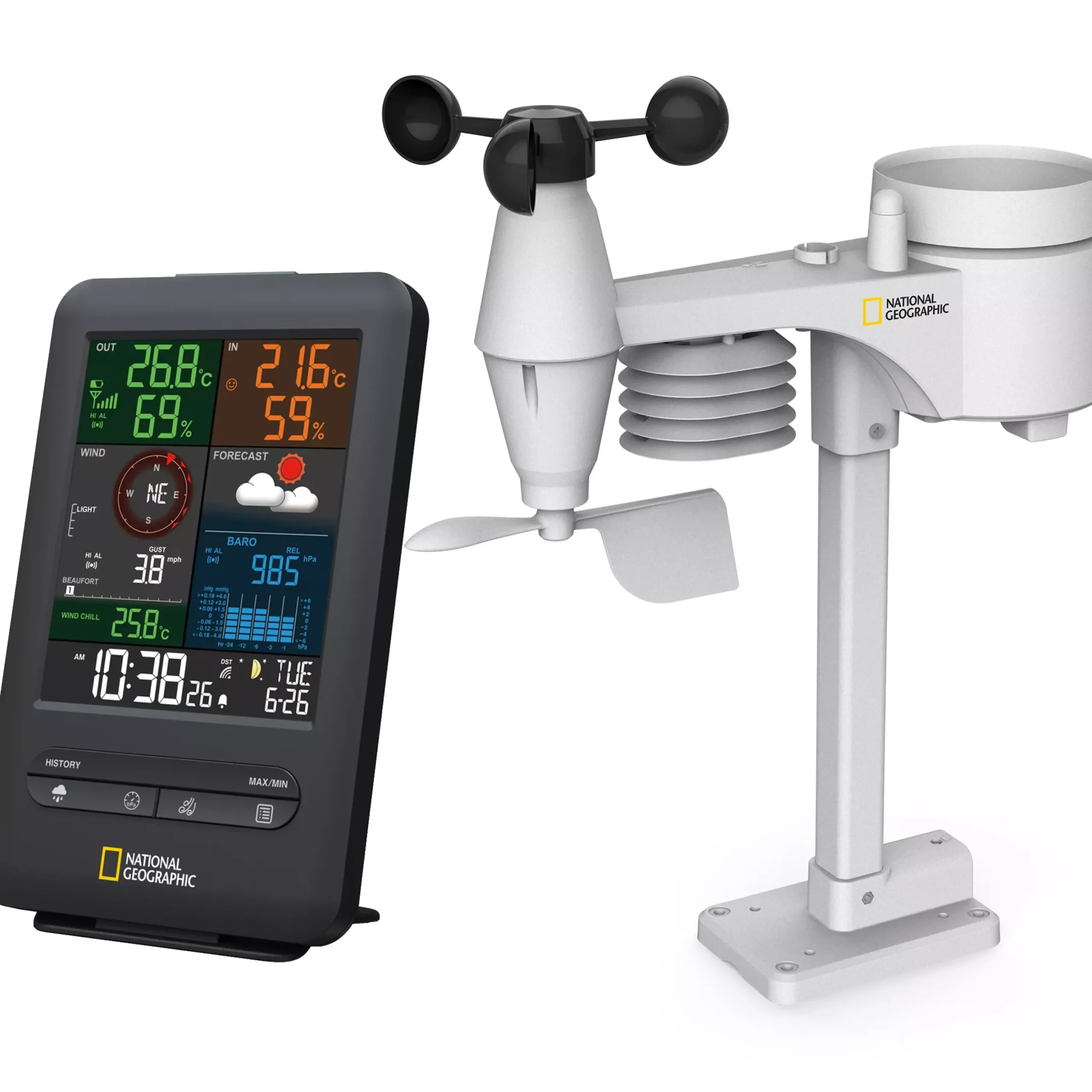 NATIONAL GEOGRAPHIC Colour-Display-Funk-Wetterstation 5-in-1>Bresser Cheap