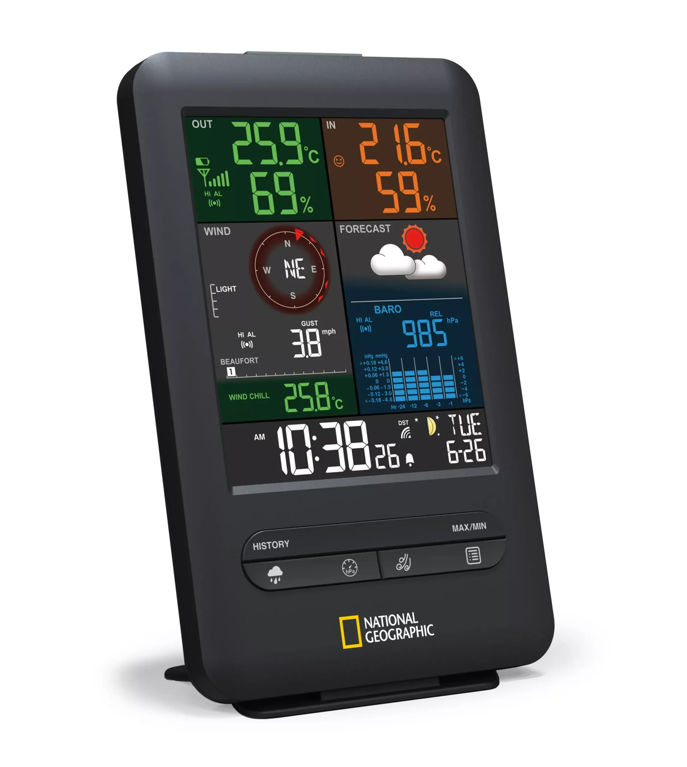 NATIONAL GEOGRAPHIC Colour-Display-Funk-Wetterstation 5-in-1>Bresser Cheap