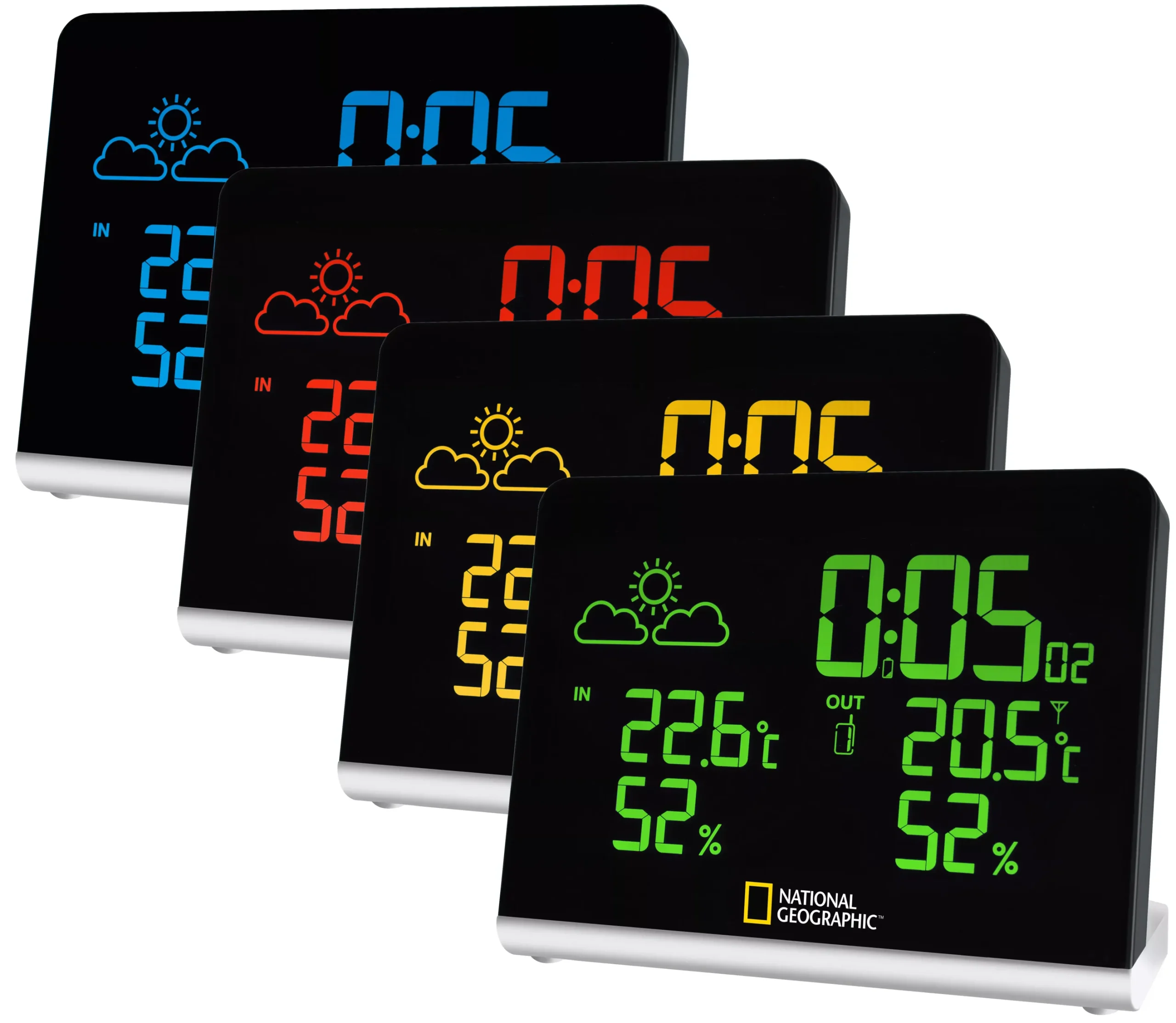 NATIONAL GEOGRAPHIC Multi-Colour-Funkwetterstation mit wechselndem Farbdisplay>Bresser Shop