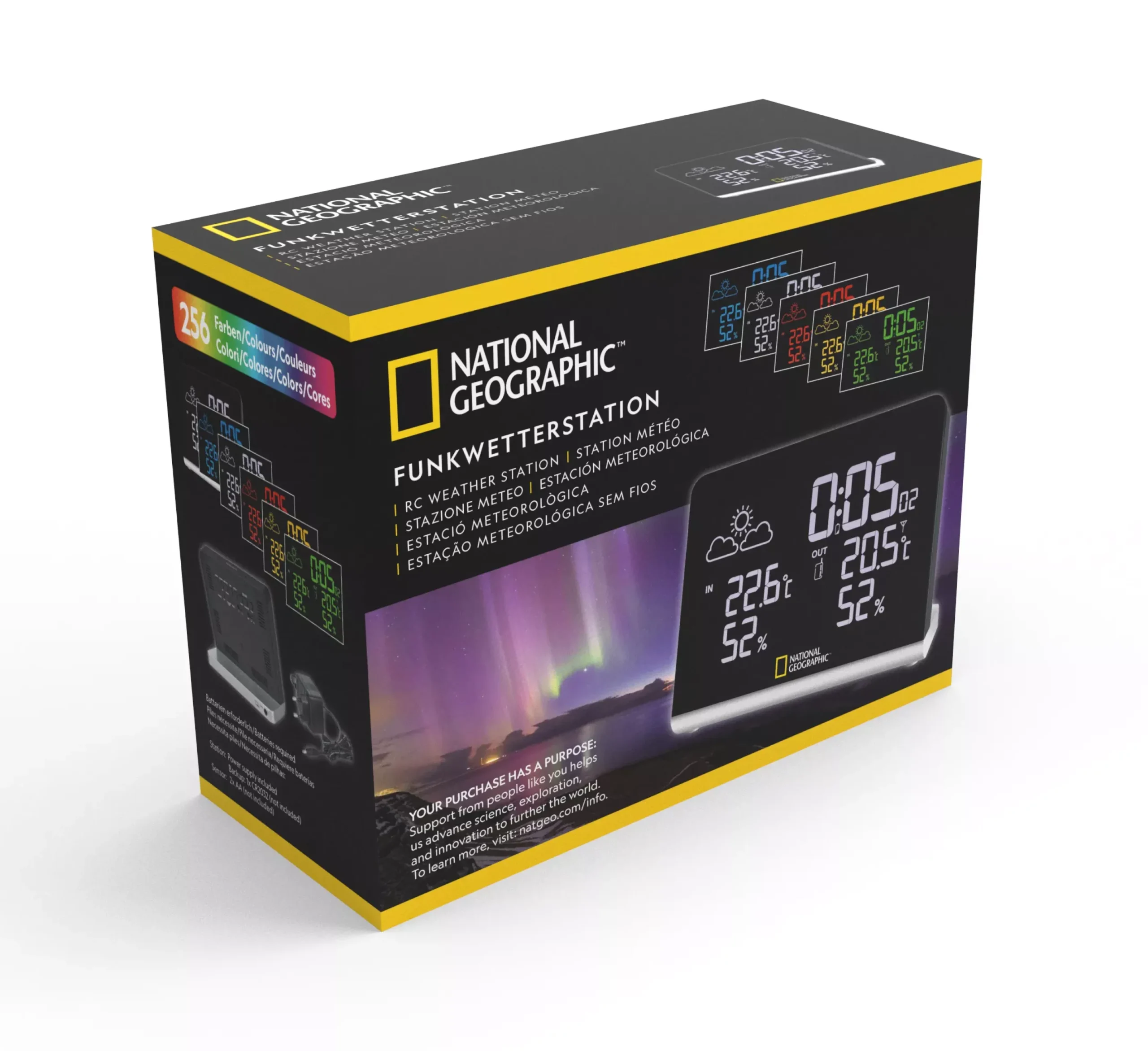 NATIONAL GEOGRAPHIC Multi-Colour-Funkwetterstation mit wechselndem Farbdisplay>Bresser Shop